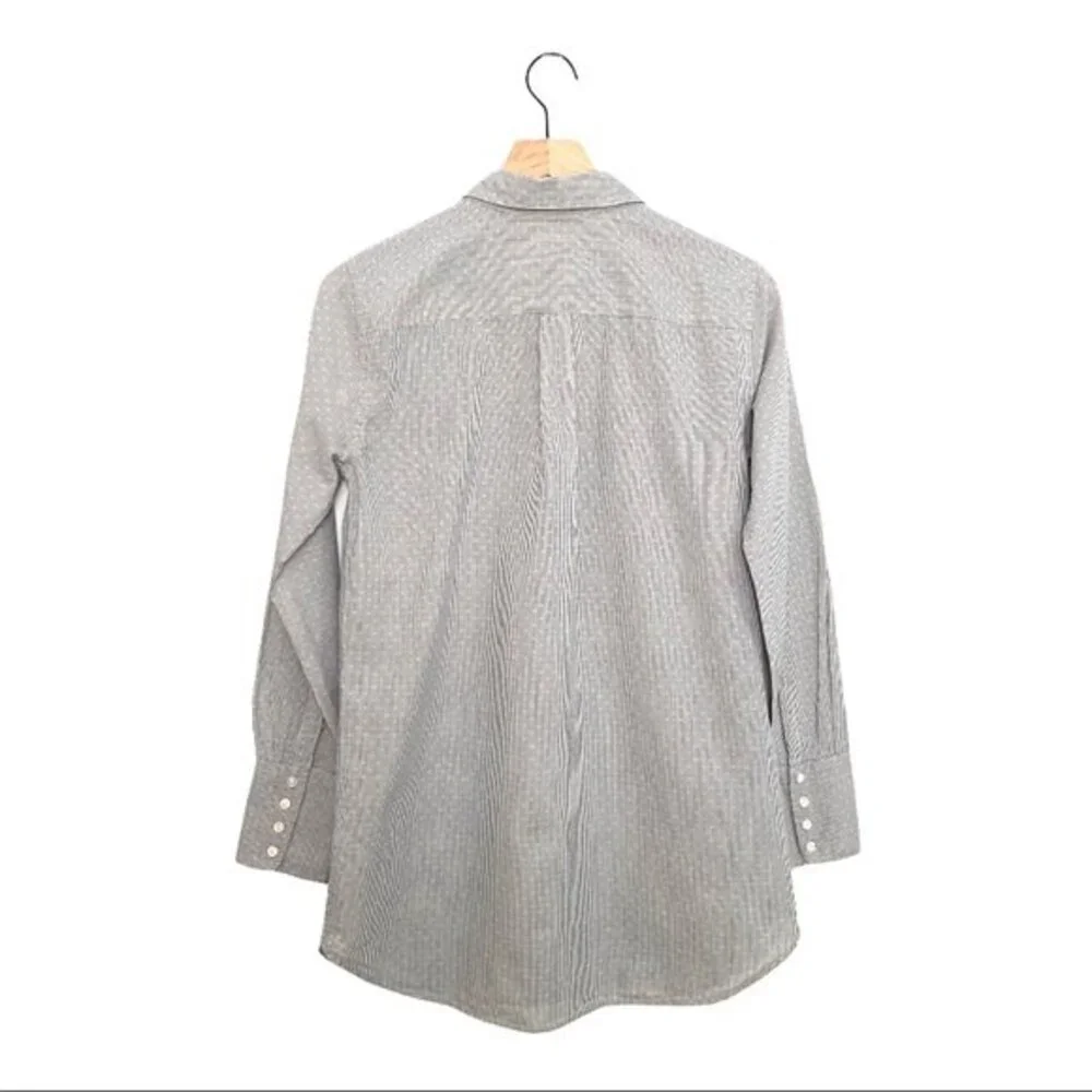 J. CREW Women's Buttondown Shirt XS Extra Small Long Sleeve Top Beige Cream Blue